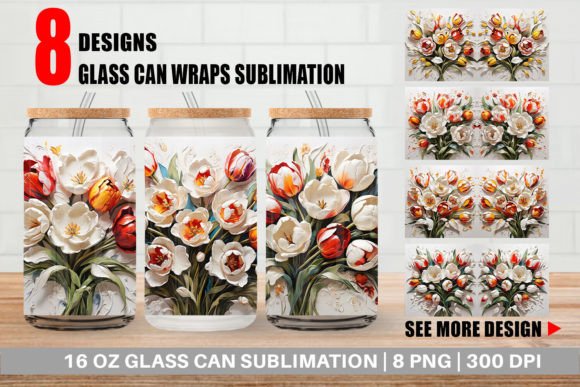 Download Glass Can 3D Tulip Flower Painting - Premium Bundle