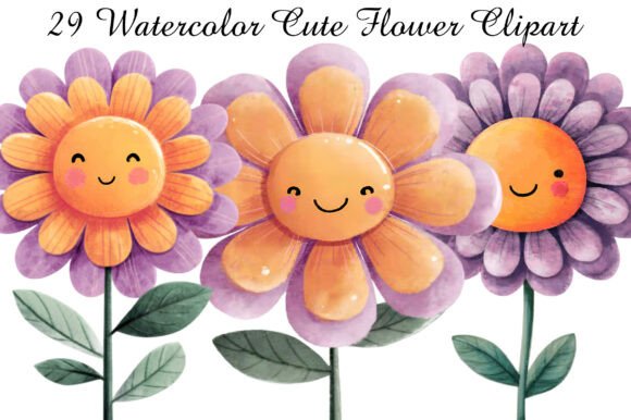 Download Watercolor Cute Flower Clipart - Cute flower clipart Collection