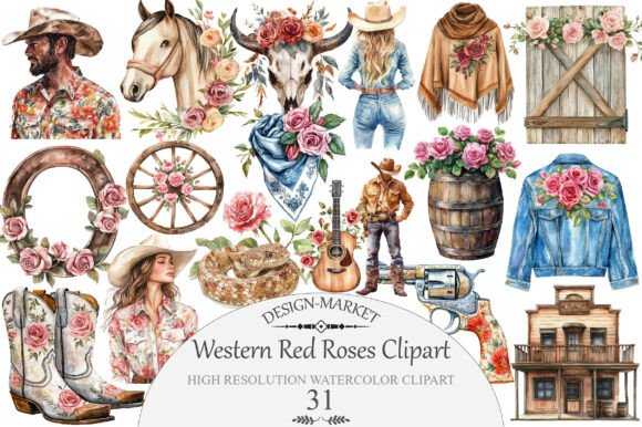 Download Watercolor Western Red Roses Clipart - Roses Collection