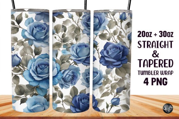 Download Tumbler Design Watercolor Blue Roses Sub - Roses Collection