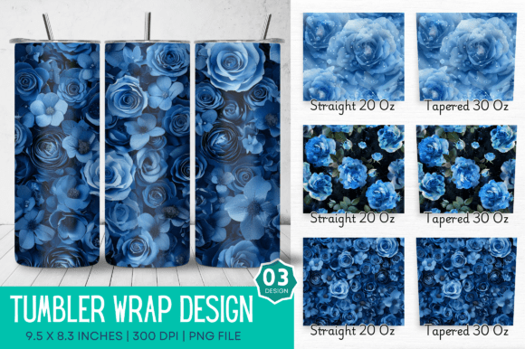 Download Blooming Blue Roses Sublimation Tumbler - Roses Collection