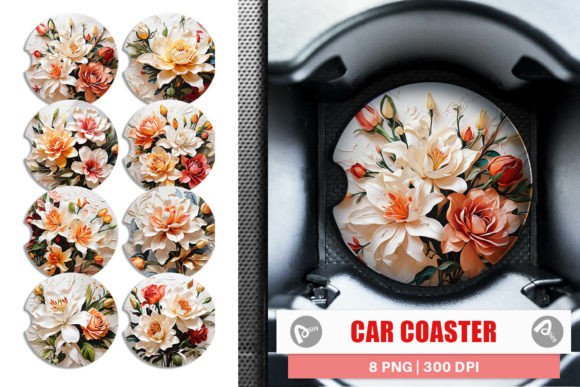 Download Car Coaster 3D Lily Flower Painting - Premium Resources