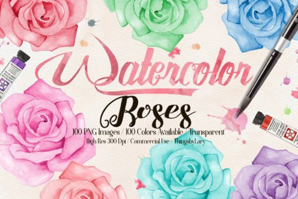 Download Hand Painted Watercolor Roses PNG - Roses Collection