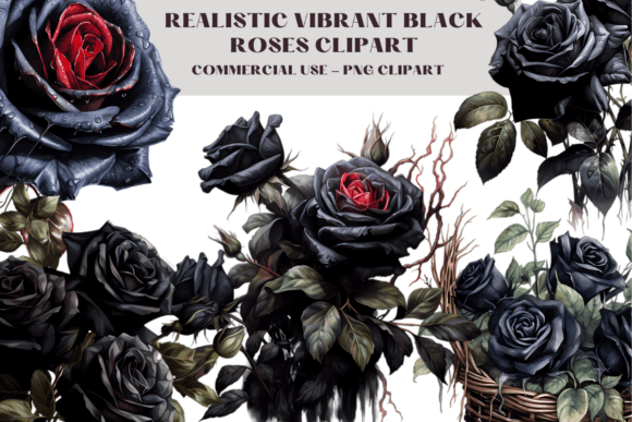 Download Watercolour Black Gothic Roses Clipart - Roses Collection