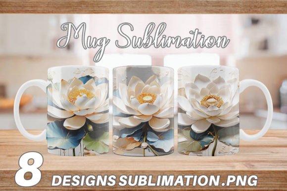Download Mug 3D Lotus Flower Painting - Premium Resources