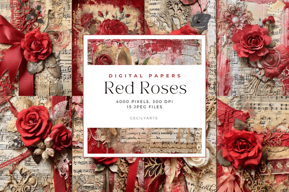 Download Red Roses Junk Journal Page - Roses Collection