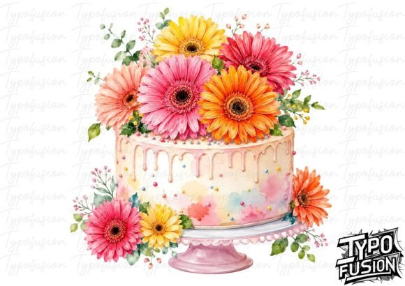 Download Botanical Daisy Birthday Cake Clipart - Botanical Collection