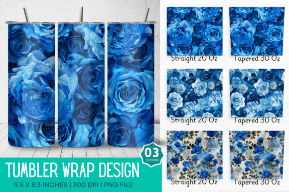 Download Blooming Blue Roses Sublimation Tumbler - Roses Collection