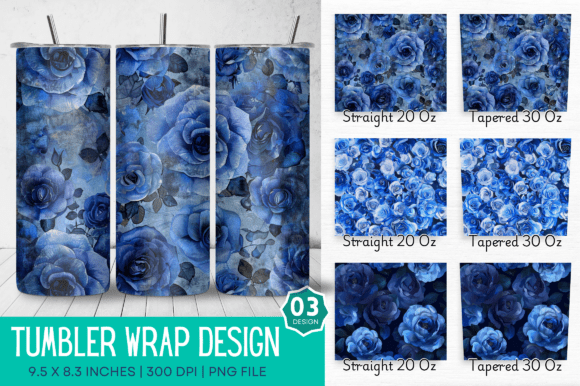 Download Blooming Blue Roses Sublimation Tumbler - Roses Collection