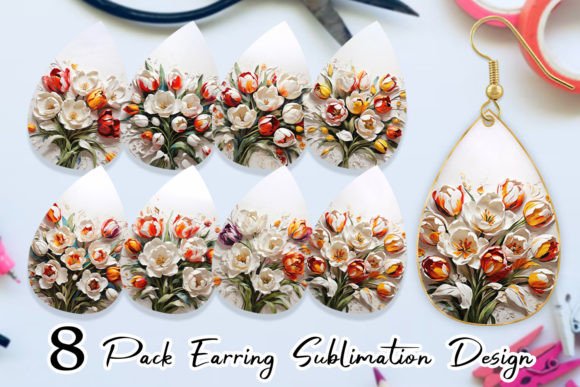 Download Earring 3D Tulip Flower Painting - Premium Bundle