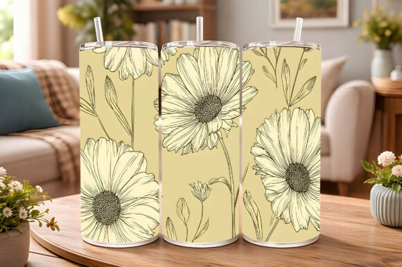 Download Vintage Yellow Daisy Line Art Botanical - Botanical Collection