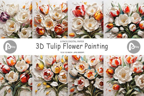 Download Digital Paper 3D Tulip Flower Painting - Premium Resources