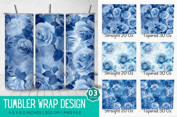Download Blooming Blue Roses Sublimation Tumbler - Roses Collection