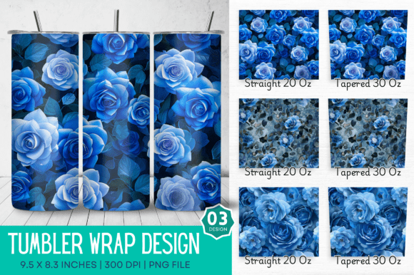 Download Blooming Blue Roses Sublimation Tumbler - Roses Collection