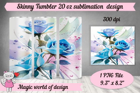 Download Blue Roses Sublimation for Skinny Tumbler - Roses Collection