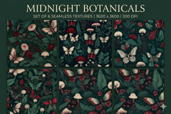 Download Midnight Botanicals Seamless Patterns - Botanical Collection